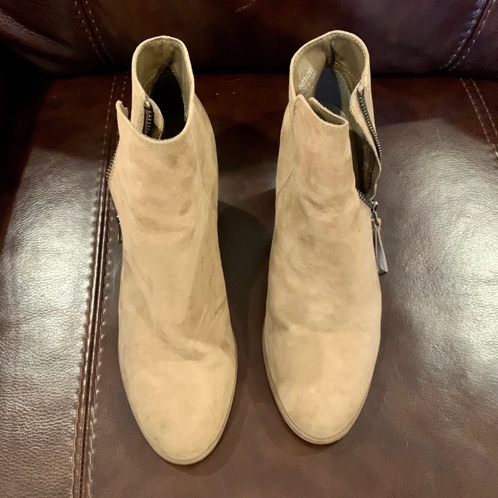 Tan suede booties